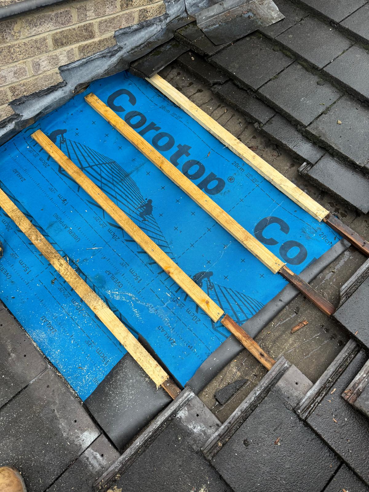 Breathable membrane and new battens during re-roof in Leeds by JLR Smith Roofing